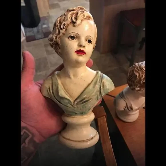Antique Chalkware Busts on Pedestals